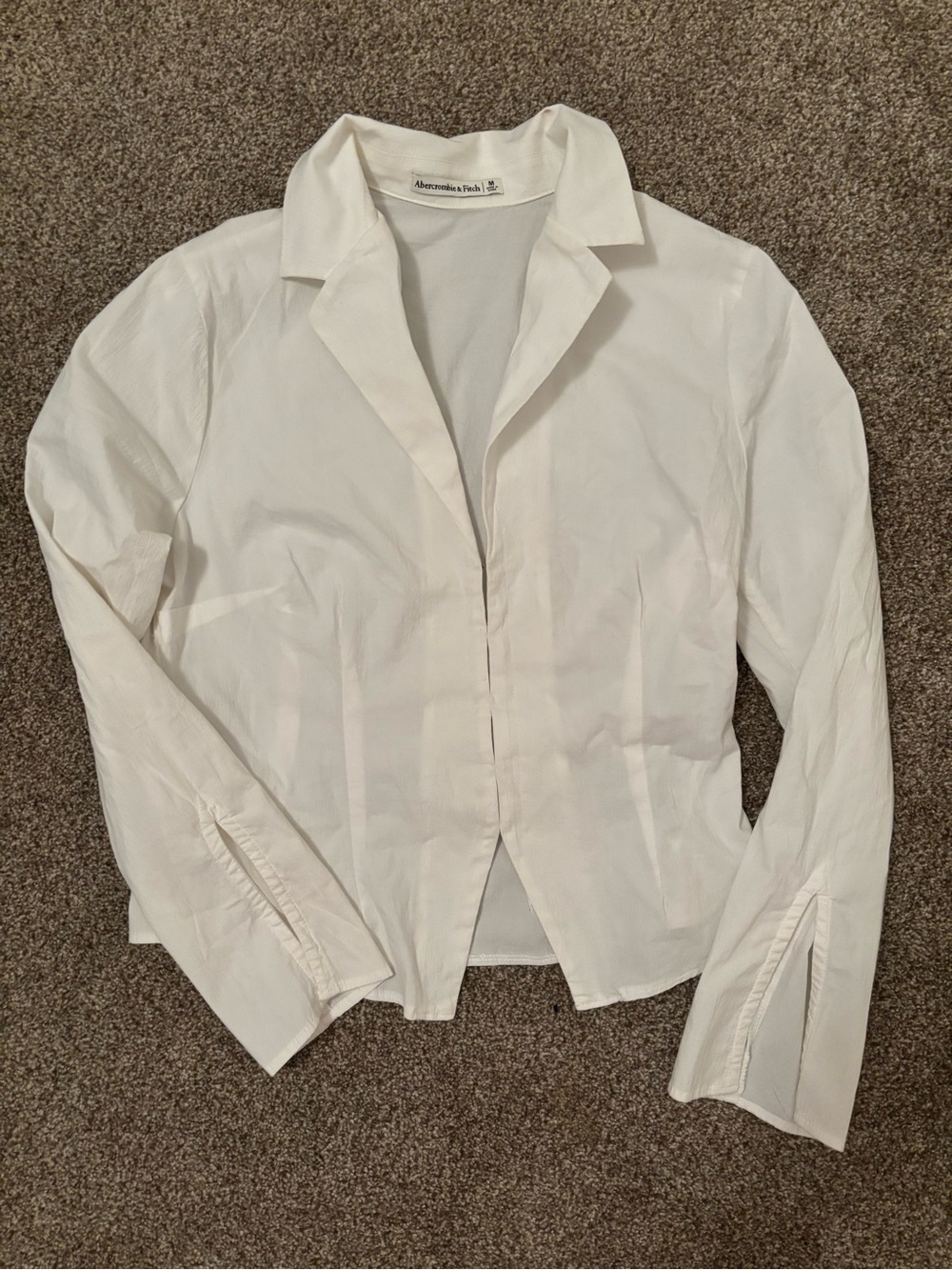 Abercrombie & Fitch White Women's Button-Front Collared Shirt